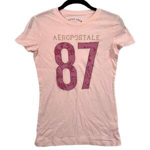 Aeropostale Womens Size Small T-Shirt Applique 87 Pink